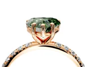 Solitaire Engagement Ring Setting for Fancy Green Heart-Shaped Center with Micro Pave Band and Prong Head in Rose Gold