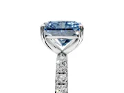 Solitaire Engagement Ring Setting for Fancy Blue Radiant Cut Center with Micro Pave Band and Prong Head in Sterling Silver
