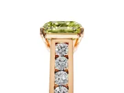 Solitaire Engagement Ring Setting for Fancy Yellow Asscher Cut Center with Round Cut Channel Band and Prong Head in Rose Gold