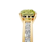 Solitaire Engagement Ring Setting for Fancy Yellow Cushion Cut Center with Princess Cut Channel Band and Prong Head in Yellow Gold