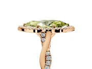 Halo Engagement Ring Setting for Fancy Yellow Marquise Center with Twist Band and Prong Head in Rose Gold