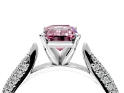 Solitaire Engagement Ring Setting for Fancy Pink Emerald Cut Center with Multi-Row Accents and Prong Head in Platinum
