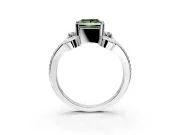 Solitaire Engagement Ring Setting for Fancy Green Princess Cut Center with Twisted Band and Scroll Prong Head in Platinum