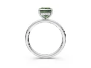 Hidden Halo Engagement Ring Setting for Fancy Green Princess Cut Center with Thin Rounded Band and Prong Head in Platinum