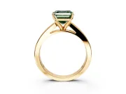 Solitaire Engagement Ring Setting for Fancy Green Asscher Cut Center with Princess Cut Channel Band and Prong Head in Yellow Gold
