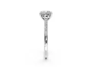Solitaire Engagement Ring Setting for Cushion Cut Center with Channel Accents and Prong Head in Platinum