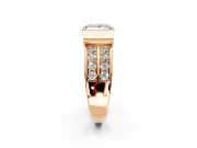 Bezel Engagement Ring Setting for Princess Cut Center with Wide Channel-Set Band and Bezel Head in Rose Gold