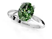 Solitaire Engagement Ring Setting for Fancy Green Oval Center with Reverse Tapered Band and Prong Head in Platinum