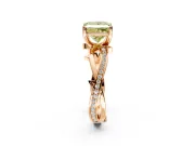 Solitaire Engagement Ring Setting for Fancy Yellow Princess Cut Center with Pave and Plain Crossover Band and Prong Head in Rose Gold