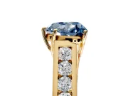 Solitaire Engagement Ring Setting for Fancy Blue Heart-Shaped Center with Cathedral Channel Band and Prong Head in Yellow Gold