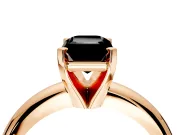 Solitaire Engagement Ring Setting for Fancy Black Emerald Cut Center with Wire Band and Prong Head in Rose Gold