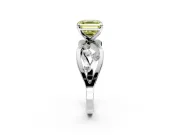 Solitaire Engagement Ring Setting for Fancy Yellow Asscher Cut Center with Criss-Cross Accent Band and Prong Head in White Gold