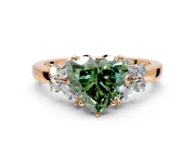 Solitaire Engagement Ring Setting for Fancy Green Heart-Shaped Center with Marquise Flower Shoulders and Prong Head in Rose Gold