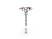 3 Stone Engagement Ring Setting for Fancy Pink Marquise Center with Round Cut Side Accents and Prong Head in Platinum