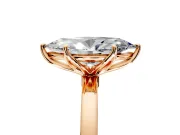 Solitaire Engagement Ring Setting for Marquise Center with Thin Rounded Plain Band and Prong Head in Rose Gold