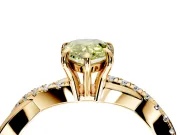 Crossover Engagement Ring Setting for Fancy Yellow Pear-Shaped Center with Pave and Plain Strands and Prong Head in Yellow Gold