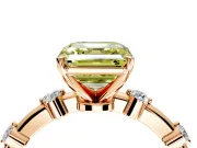Solitaire Engagement Ring Setting for Fancy Yellow Asscher Cut Center with Bezel Station Band and Prong Head in Rose Gold