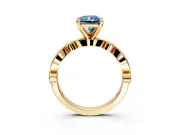 Solitaire Engagement Ring Setting for Fancy Blue Radiant Cut Center with Milgrain Bezel Accents and Prong Head in Yellow Gold