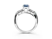 5 Stone Engagement Ring Setting for Fancy Blue Emerald Cut Center with Graduated Accents and Prong Head in Platinum