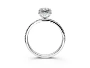 Hidden Halo Engagement Ring Setting for Radiant Cut Center with Pave Band and Prong Head in Sterling Silver