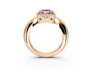 Halo Engagement Ring Setting for Fancy Pink Princess Cut Center with Tapered Plain Band and Prong Head in Rose Gold