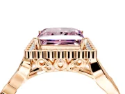 Halo Engagement Ring Setting for Fancy Pink Princess Cut Center with Leaf Motif Split Shank and Prong Head in Rose Gold