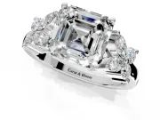 Floral Engagement Ring Setting for Princess Cut Center with Marquise Cluster Shoulders and Prong Head in Platinum