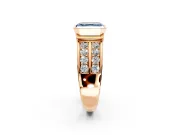 Bezel Engagement Ring Setting for Fancy Blue Asscher Cut Center with Wide Channel-Set Band and Bezel Head in Rose Gold