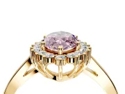 Starburst Halo Engagement Ring Setting for Fancy Pink Marquise Center with Flat Cathedral Band and Prong Head in Yellow Gold