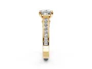 Solitaire Engagement Ring Setting for Princess Cut Center with Channel Band and Double Claw Prong Head in Yellow Gold