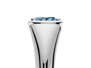 Tension Engagement Ring Setting for Fancy Blue Princess Cut Center with Wide Tapered Band and Tension Head in Platinum