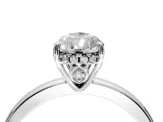 Solitaire Engagement Ring Setting for Pear-Shaped Center with Fine Wire Band and Prong Head in Sterling Silver