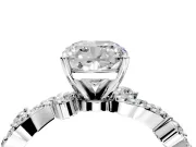 Solitaire Engagement Ring Setting for Cushion Cut Center with Bar-Station Pave Twist and Prong Head in White Gold