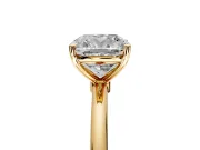 Solitaire Engagement Ring Setting for Cushion Cut Center with Straight Thin Band and Prong Head in Yellow Gold