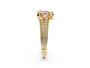 Solitaire Engagement Ring Setting for Fancy Pink Pear-Shaped Center with Accented Split Shank and Prong Head in Yellow Gold