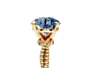 Solitaire Engagement Ring Setting for Fancy Blue Round Cut Center with Twist Band and Bead Prong Head in Yellow Gold