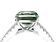 Solitaire Engagement Ring Setting for Fancy Green Asscher Cut Center with Pave Split Shank and Prong Head in Platinum