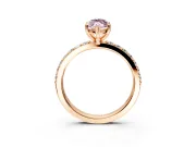 Solitaire Engagement Ring Setting for Fancy Pink Marquise Center with Round Cut Pave Band and Prong Head in Rose Gold
