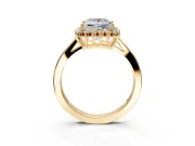 Starburst Halo Engagement Ring Setting for Princess Cut Center with Flat Cathedral Band and Prong Head in Yellow Gold