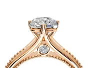 Solitaire Engagement Ring Setting for Radiant Cut Center with Milgrain Cathedral Band and Prong Head in Rose Gold