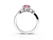 Solitaire Engagement Ring Setting for Fancy Pink Cushion Cut Center with Marquise Flower Shoulders and Prong Head in White Gold