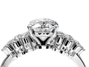 Cluster Engagement Ring Setting for Oval Center with 2-Row Shoulder Clusters and Prong Head in Platinum