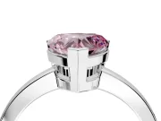 Solitaire Engagement Ring Setting for Fancy Pink Heart-Shaped Center with Plain Band and Flat Tab Prong Head in Sterling Silver