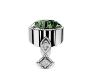 Milgrain Bezel Engagement Ring Setting for Fancy Green Round Cut Center with Marquise Stations and Bezel Head in Platinum