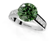 Solitaire Engagement Ring Setting for Fancy Green Round Cut Center with Cathedral Channel Band and Prong Head in Sterling Silver