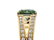 Split Shank Engagement Ring Setting for Fancy Green Radiant Cut Center with Pave Split Shank and Prong Head in Yellow Gold