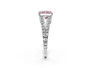 Solitaire Engagement Ring Setting for Fancy Pink Radiant Cut Center with Pave Split Shank and Prong Head in Platinum