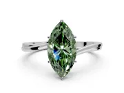 Solitaire Engagement Ring Setting for Fancy Green Marquise Center with Plain Bypass Twist Band and Prong Head in Platinum