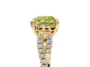 Solitaire Engagement Ring Setting for Fancy Yellow Cushion Cut Center with Twisted Pave Split Shank and Prong Head in Yellow Gold