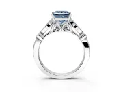 Solitaire Engagement Ring Setting for Fancy Blue Princess Cut Center with Marquise and Bezel Accents and Prong Head in Platinum
